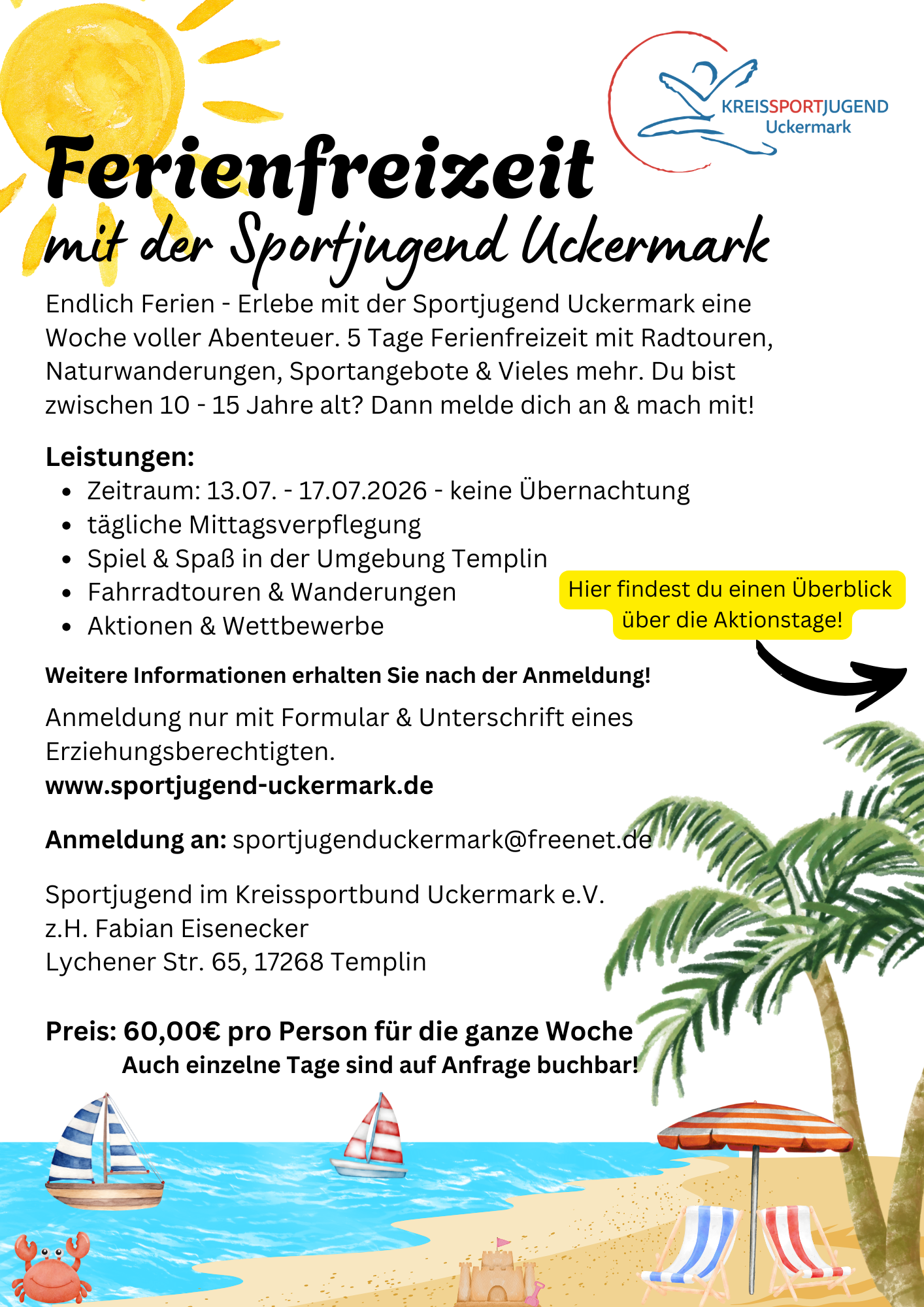 Ferienfreizeit mit der Sportjugend Uckermark 